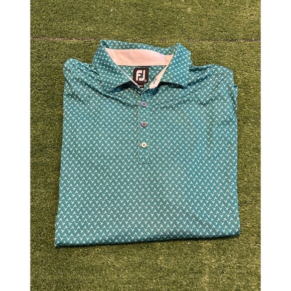 FootJoy Other - Footjoy polo mens XL green white lightweight breathable palm tree stretch K